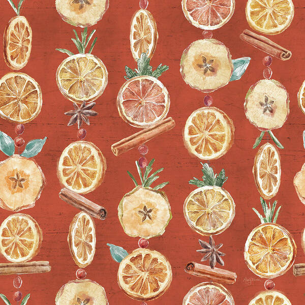 Apple Slices Art Print featuring the mixed media Seasonal Market Pattern Vd by Mary Urban