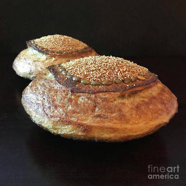 Bread Art Print featuring the photograph Seeded White And Rye Sourdough 2 by Amy E Fraser