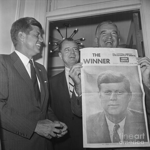 People Art Print featuring the photograph Senators John F. Kennedy And Stuart by Bettmann