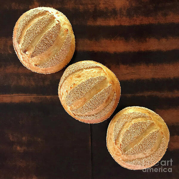 Bread Art Print featuring the photograph Sesame Seed Stripes 1 by Amy E Fraser