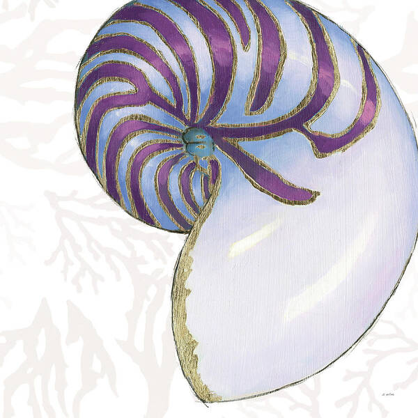 Blue Art Print featuring the painting Shimmering Shells Vi by James Wiens