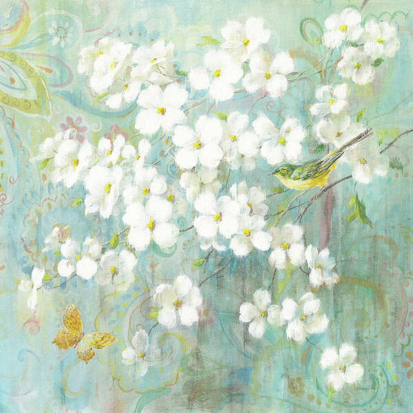 Animal Art Print featuring the painting Spring Dream I Butterfly And Bird by Danhui Nai