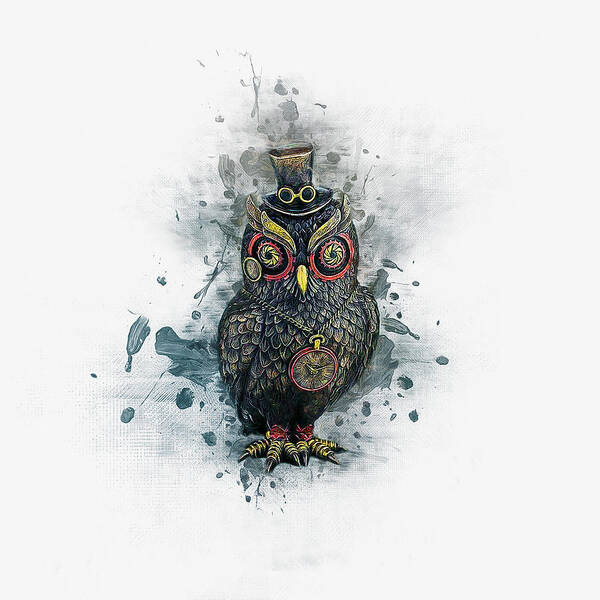 Owl Art Print featuring the digital art Steampunk Owl by Ian Mitchell