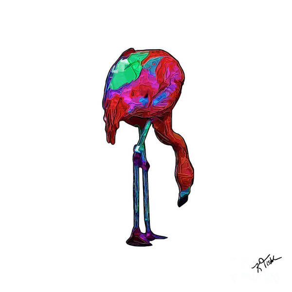 Flamingo Art Print featuring the digital art Stooped Over Abstract Flamingo by Kirt Tisdale