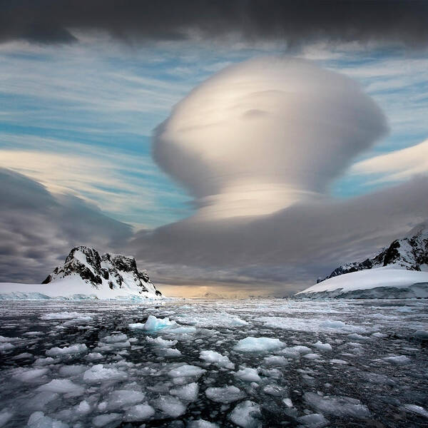 Scenics Art Print featuring the photograph Strange Cloud Formation, Antarctica by Steve Allen