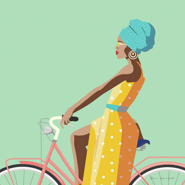 Bicycle Art Print featuring the painting Summer Girl II V2 by Omar Escalante