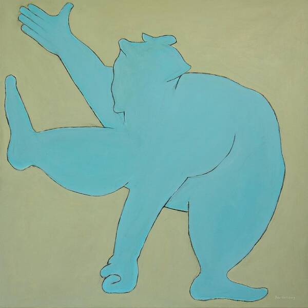 Figurative Abstract Art Print featuring the painting Sumo Wrestler In Blue by Ben and Raisa Gertsberg