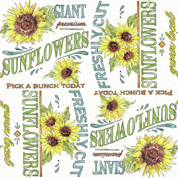 Advertisements Art Print featuring the painting Sunflower Fields Pattern IIi by Anne Tavoletti