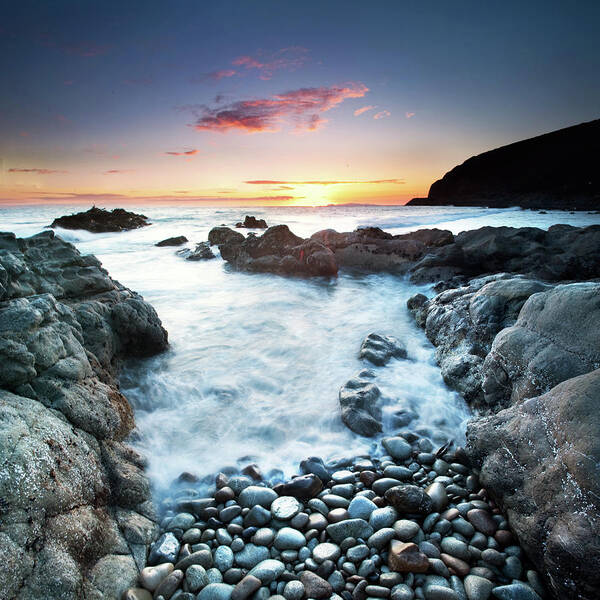 California Art Print featuring the photograph Sunset Over Sea With Pebbles In by John B. Mueller Photography