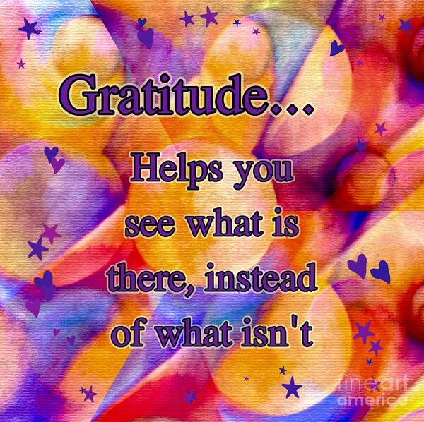 Text Art Gratitude Art Print featuring the digital art Text Art Gratitude by Laurie's Intuitive