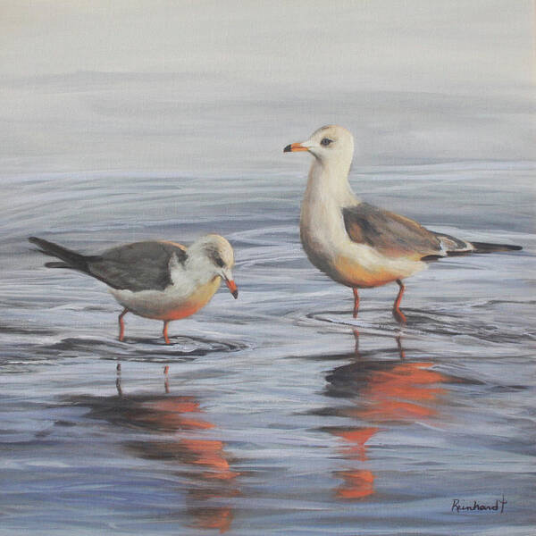 Seagulls Art Print featuring the painting The Gulls by Lisa Reinhardt