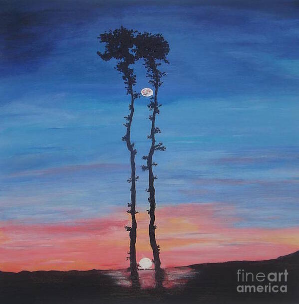 Landscape Art Print featuring the painting The Kissing Trees by Denise Morgan