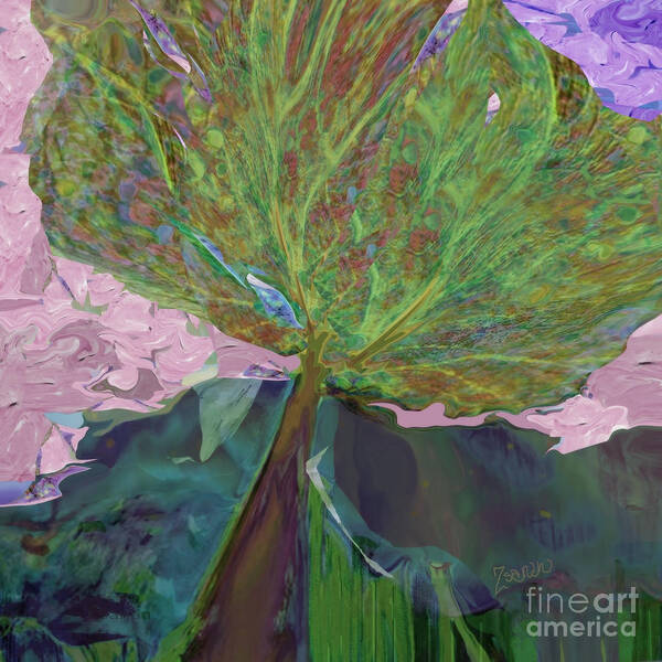 Square Art Print featuring the mixed media Trees of Different Colors We All Drink Water, No. 2 by Zsanan Studio