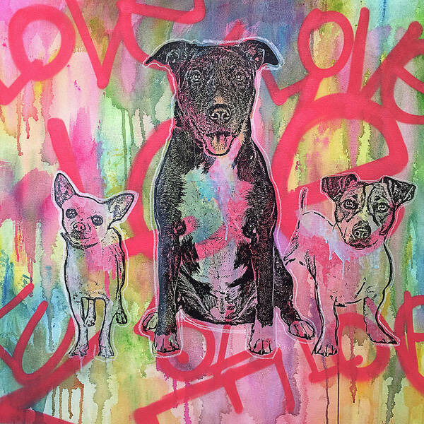 Graffitiu Art Print featuring the mixed media Tres Amigos by Dean Russo