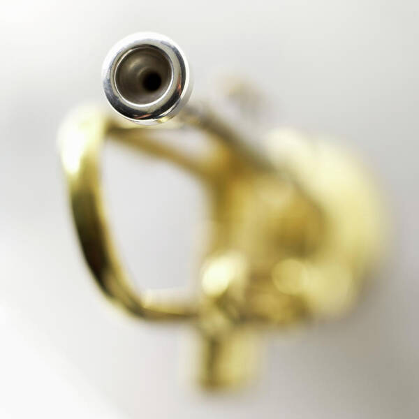 White Background Art Print featuring the photograph Trumpet, Focus On Mouth Piece by Stockbyte