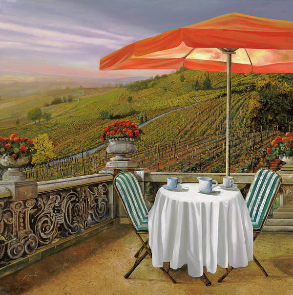 Vineyard Art Print featuring the painting Un Caffe' Nelle Vigne by Guido Borelli