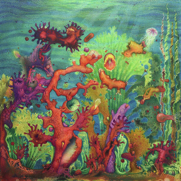 Undersea World Art Print featuring the painting Undersea II by Lynn Bywaters