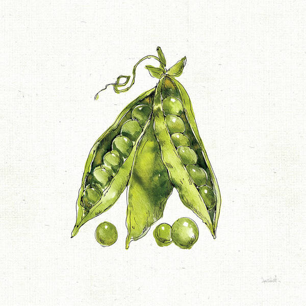 Cream Art Print featuring the painting Veggie Market Iv Peas by Anne Tavoletti