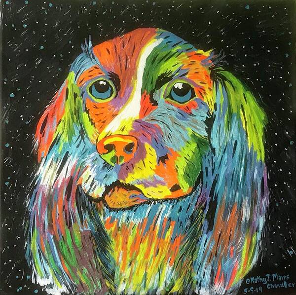 Vibrant Dog Art Print featuring the painting Vibrant Dog by Kathy Marrs Chandler