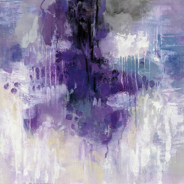 Abstract Art Print featuring the painting Violet Rain by Silvia Vassileva