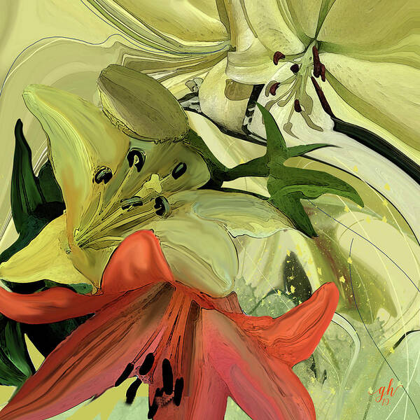 Floral Art Print featuring the digital art Voluntary by Gina Harrison