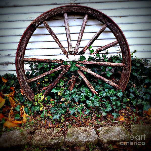Square Art Print featuring the photograph Wagon Wheel Circle and Lines by Frank J Casella