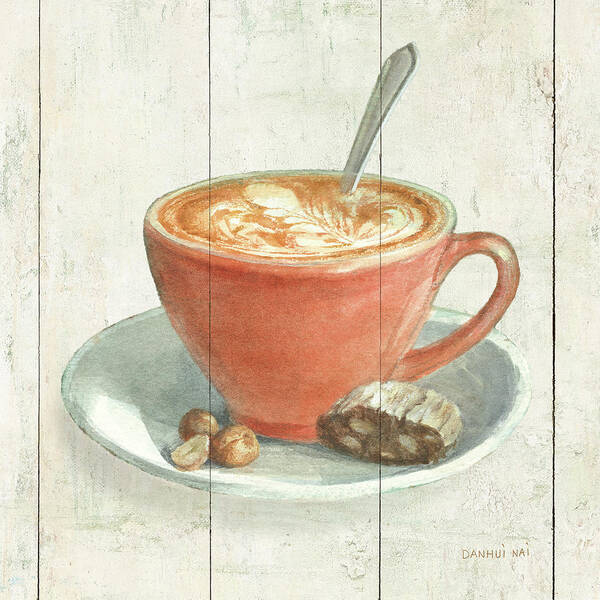 Barn Board Art Print featuring the painting Wake Me Up Coffee IIi by Danhui Nai