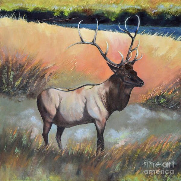  Art Print featuring the painting Wapiti - Enduring Elk by Jan Dappen