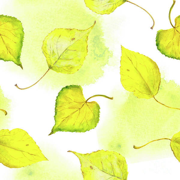 Watercolor Painting Art Print featuring the digital art Watercolor Yellow Autumn Leaves by Zzorik