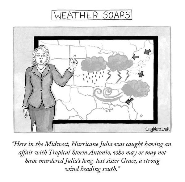 here In The Midwest Art Print featuring the drawing Weather Soaps by Amy Kurzweil