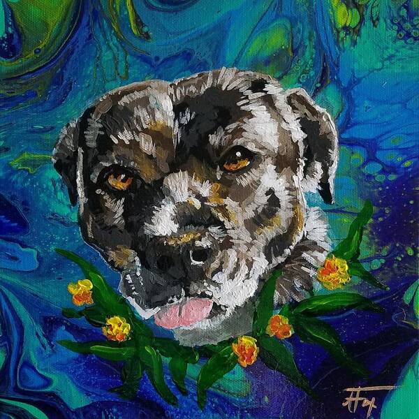 Dog Art Print featuring the painting Wolf by Allison Fox