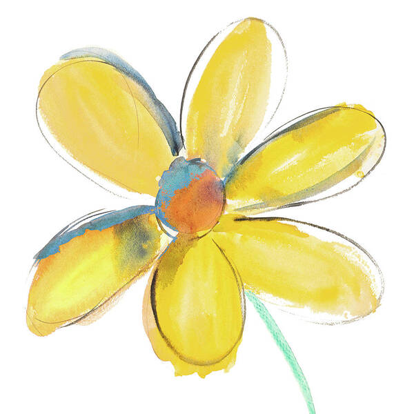 Yellow Art Print featuring the painting Yellow Summer Daisy by Susan Bryant