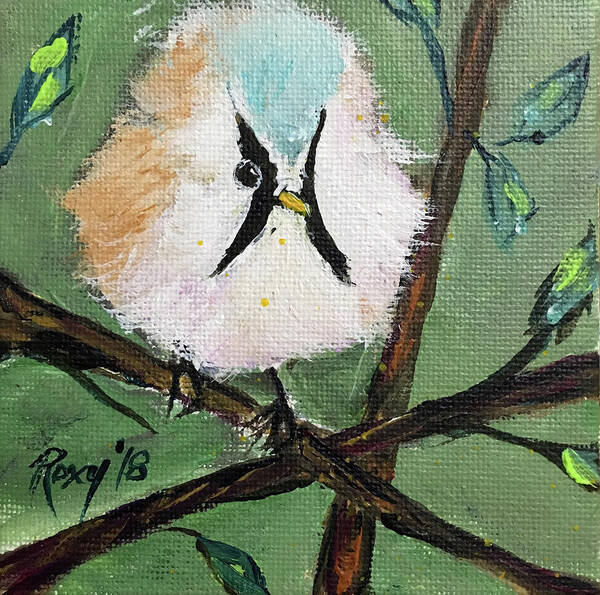 Bearded Tit Art Print featuring the painting Bearded Tit #1 by Roxy Rich