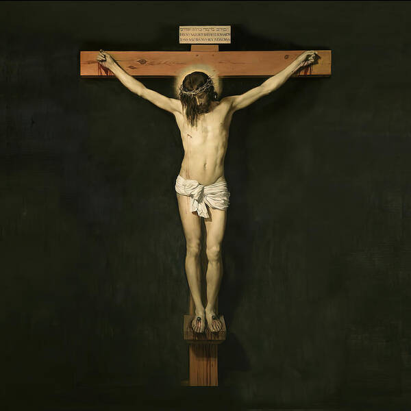 Jesus Art Print featuring the mixed media Crucifixion #2 by Diego Velazquez