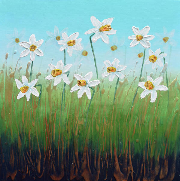 Daffodils Art Print featuring the painting Daffodils by Amanda Dagg