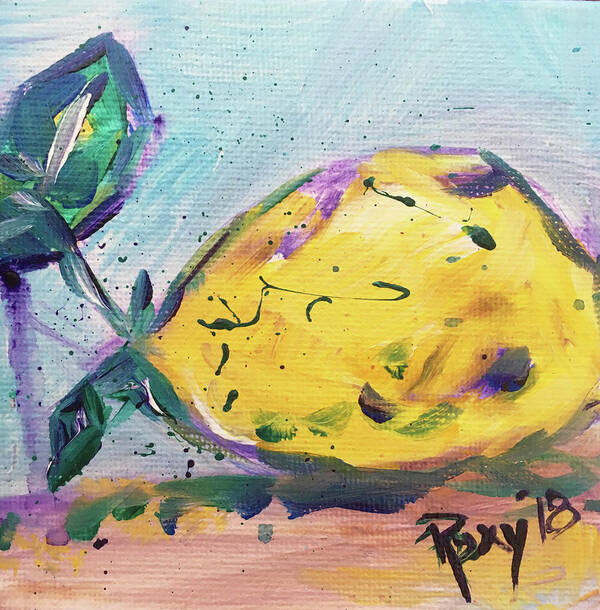 Lemon Art Print featuring the painting Lemon Drop #1 by Roxy Rich