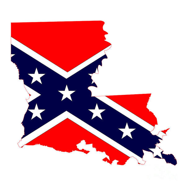 Louisiana Art Print featuring the digital art Louisiana State Map And Confederate Flag #1 by Bigalbaloo Stock