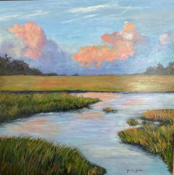 Sunrise Art Print featuring the painting Lowcountry Marsh #1 by Gloria Smith