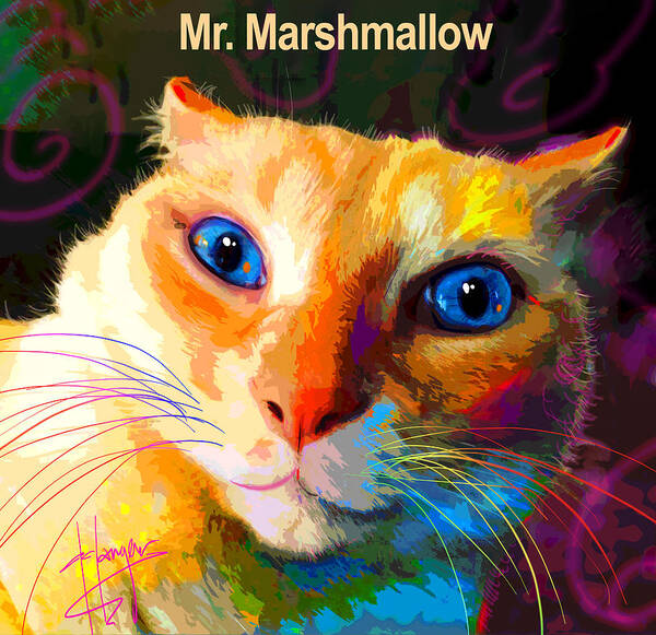 Mr. Marshmallow Art Print featuring the painting pOpCat Mr.Marshmallow #1 by DC Langer