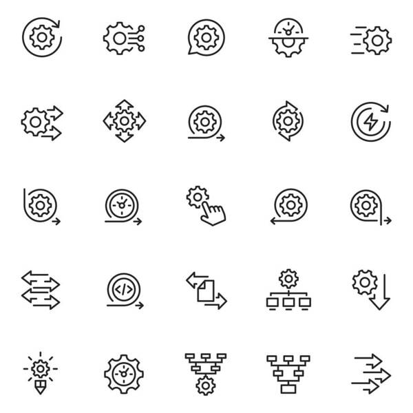 Icon Set Art Print featuring the drawing Process icon set #1 by FingerMedium