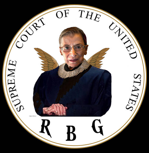 Portraits; Modern; Contemporary; Set Design; Gallery Wall; Art For Interior Designers; Book Cover; Wall Art; Album Cover; Cutting Edge; Rbg; Ruth Bader Ginsburg; Lawyer; Judge; Womens Rights; Civil Liberty Art Print featuring the digital art Ruth Bader Ginsburg - RBG #3 by Rafael Salazar