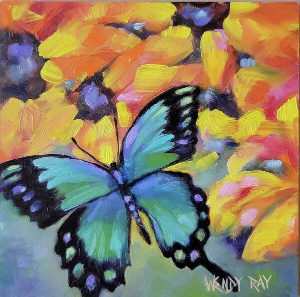 Oil Art Print featuring the painting Wings of Spring by Wendy Ray