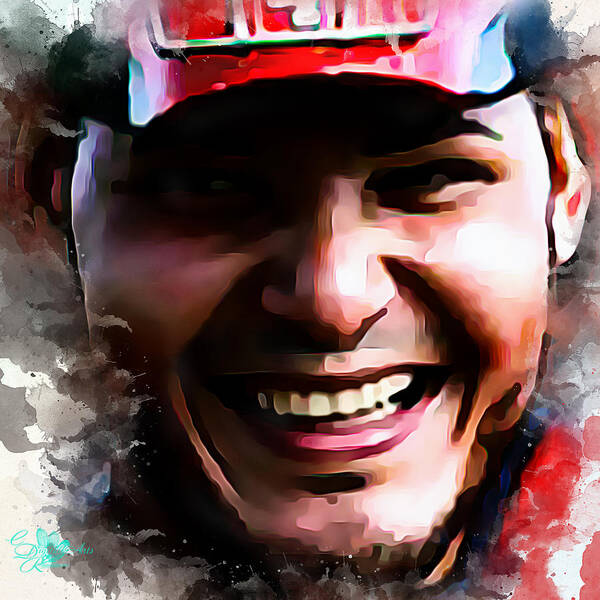 Yadier Art Print featuring the digital art Yadier Molina #1 by Charlie Roman