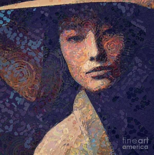 Abstract Art Print featuring the digital art Young Woman With Hat - Abstract 9 #1 by Philip Preston
