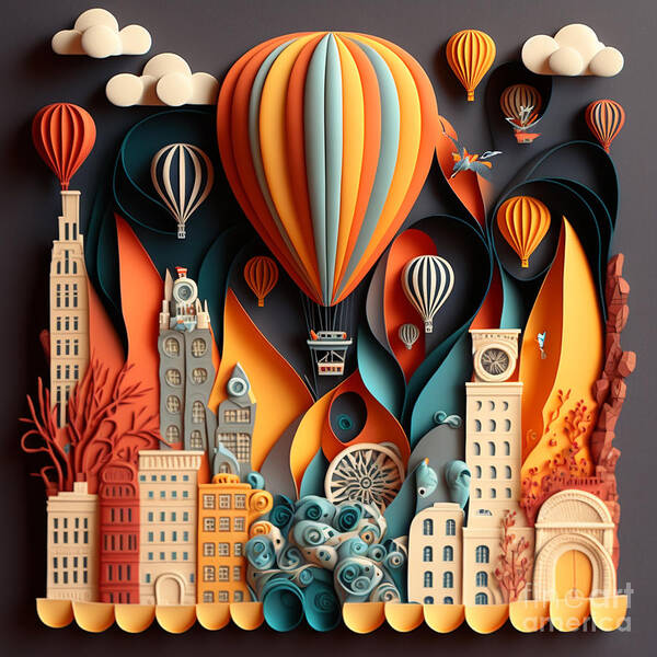 Balloon Races Art Print featuring the digital art Balloon Races by Jay Schankman