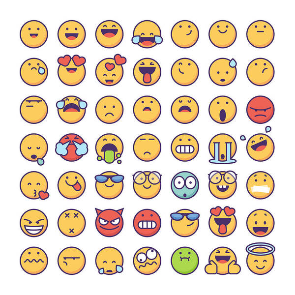 Cool Attitude Art Print featuring the drawing Emoticons collection #11 by Calvindexter