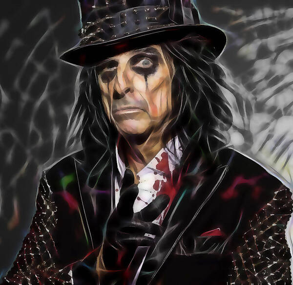 Alice Cooper Art Print featuring the mixed media Alice Cooper Collection #12 by Marvin Blaine