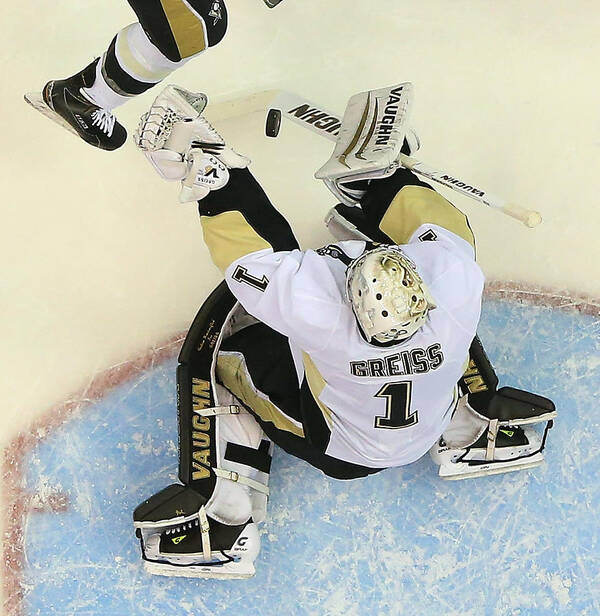 People Art Print featuring the photograph Pittsburgh Penguins v New York Islanders #185 by Bruce Bennett