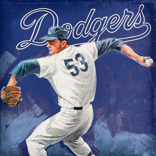 La Dodgers Art Print featuring the mixed media 1968 Los Angeles Dodgers Remix Art by Row One Brand