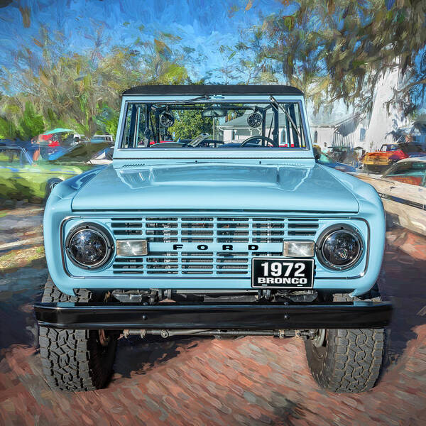 1972 Wind Blue Ford Bronco Art Print featuring the photograph 1972 Wind Blue Ford Bronco X100 by Rich Franco